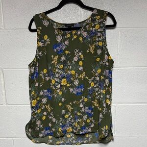 Halogen Women’s Green with Blue Floral Tank Top Sz XL